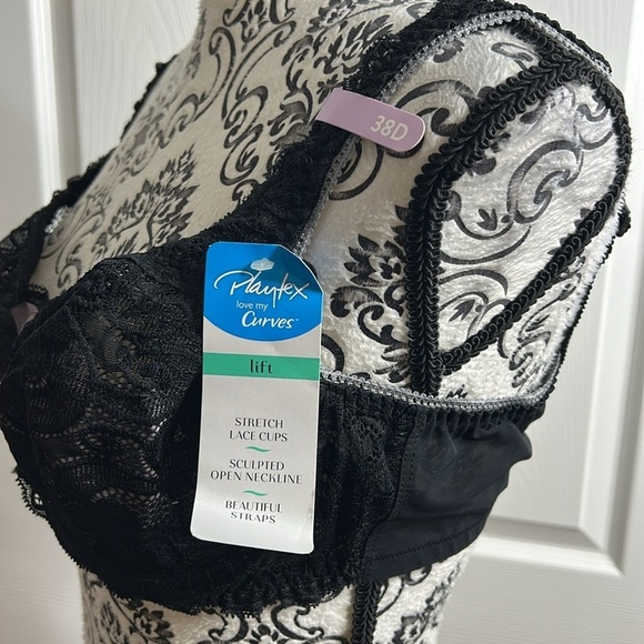 Playtex Lift US4825 XBX 38D Black Stretch Lace Cups - Picture 2 of 5